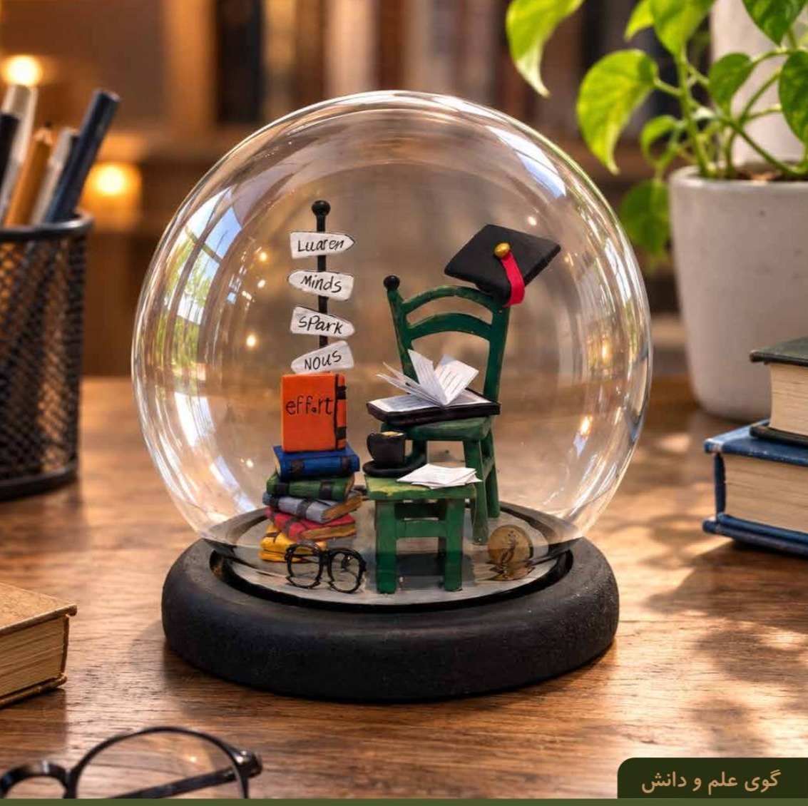 گوی شیشه ای طرح علم و دانش